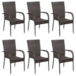 Set Mobili da Pranzo Giardino 7 pz in Polyrattan Marrone