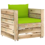 Set Divani da Giardino con Cuscini 6 pz Legno Impregnato Verde