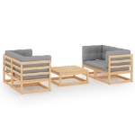 Set Divani da Giardino 5 pz con Cuscini Legno Massello di Pino