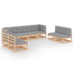 Set Divani da Giardino 8 pz con Cuscini Legno Massello di Pino