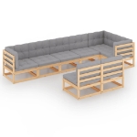 Set Divani da Giardino 8 pz con Cuscini Legno Massello di Pino