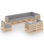 Set Divani da Giardino 9 pz con Cuscini Legno Massello di Pino