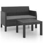 Set Divani da Giardino 2 pz con Cuscini in Rattan PP Antracite