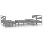 Set Divani da Giardino 5 pz Grigio in Legno Massello di Pino