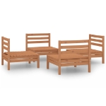 Set Divani da Giardino 4 pz Miele in Legno Massello di Pino