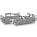 Set Divani da Giardino 13 pz Grigio in Legno Massello di Pino