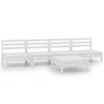 Set Divani da Giardino 5 pz Bianco in Legno Massello di Pino