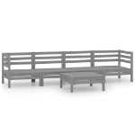 Set Divani da Giardino 5 pz Grigio in Legno Massello di Pino