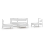 Set Divani da Giardino 5 pz Bianco in Legno Massello di Pino