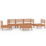 Set Divani da Giardino 6 pz Miele in Legno Massello di Pino