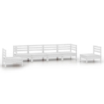 Set Divani da Giardino 6 pz Bianco in Legno Massello di Pino