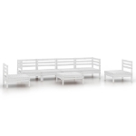 Set Divani da Giardino 7 pz Bianco in Legno Massello di Pino