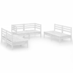 Set Divani da Giardino 6 pz Bianco in Legno Massello di Pino