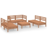 Set Divani da Giardino 7 pz Miele in Legno Massello di Pino