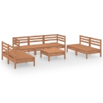 Set Divani da Giardino 8 pz Miele in Legno Massello di Pino