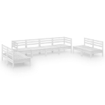 Set Divani da Giardino 8 pz Bianco in Legno Massello di Pino