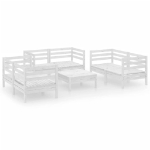 Set Divani da Giardino 7 pz Bianco in Legno Massello di Pino