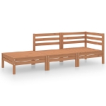 Set Divani da Giardino 3 pz Miele in Legno Massello di Pino