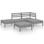 Set Divani da Giardino 5 pz in Legno Massello di Pino Grigio