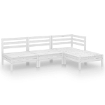 Set Divani da Giardino 4 pz Bianco in Massello di Pino Bianco