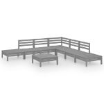 Set Divani da Giardino 8 pz in Legno Massello di Pino Grigio