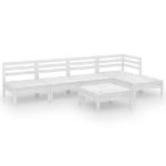 Set Divani da Giardino 6 pz in Legno Massello di Pino Bianco