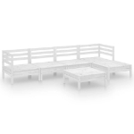 Set Divani da Giardino 6 pz in Legno Massello di Pino Bianco