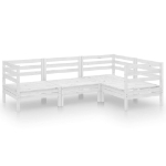 Set Divani da Giardino 4 pz in Legno Massello di Pino Bianco