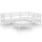 Set Salotto da Giardino 5 pz in Legno Massello di Pino Bianco