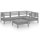 Set Divani da Giardino 5 pz in Legno Massello di Pino Grigio