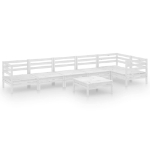 Set Salotto da Giardino 7 pz in Legno Massello di Pino Bianco