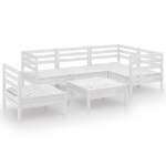 Set Divani da Giardino 6 pz in Legno Massello di Pino Bianco