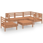 Set Divani da Giardino 6 pz in Legno Massello di Pino Miele