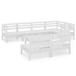 Set Divani da Giardino 8 pz in Legno Massello di Pino Bianco