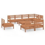 Set Salotto da Giardino 9 pz in Legno Massello di Pino Miele