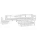 Set Divani da Giardino 10 pz in Legno Massello di Pino Bianco