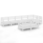 Set Divani da Giardino 8 pz in Legno Massello di Pino Bianco