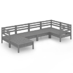 Set Salotto da Giardino 6 pz in Legno Massello di Pino Grigio