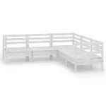 Set Divani da Giardino 5 pz in Legno Massello di Pino Bianco