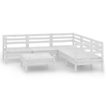 Set Divani da Giardino 6 pz in Legno Massello di Pino Bianco