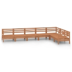 Set Divani da Giardino 7 pz in Legno Massello di Pino Miele