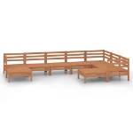 Set Divani da Giardino 9 pz in Legno Massello di Pino Miele