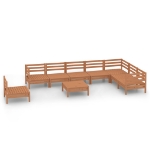 Set Divani da Giardino 9 pz in Legno Massello di Pino Miele