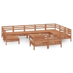 Set Divani da Giardino 11 pz in Legno Massello di Pino Miele