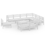 Set Divani da Giardino 10 pz in Legno Massello di Pino Bianco