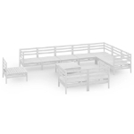 Set Divani da Giardino 11 pz in Legno Massello di Pino Bianco