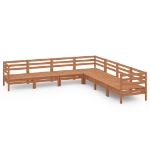 Set Divani da Giardino 7 pz in Legno Massello di Pino Miele