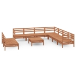 Set Divani da Giardino 10 pz in Legno Massello di Pino Miele