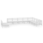 Set Salotto da Giardino 10 pz in Legno Massello di Pino Bianco