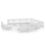 Set Divani da Giardino 11 pz in Legno Massello di Pino Bianco